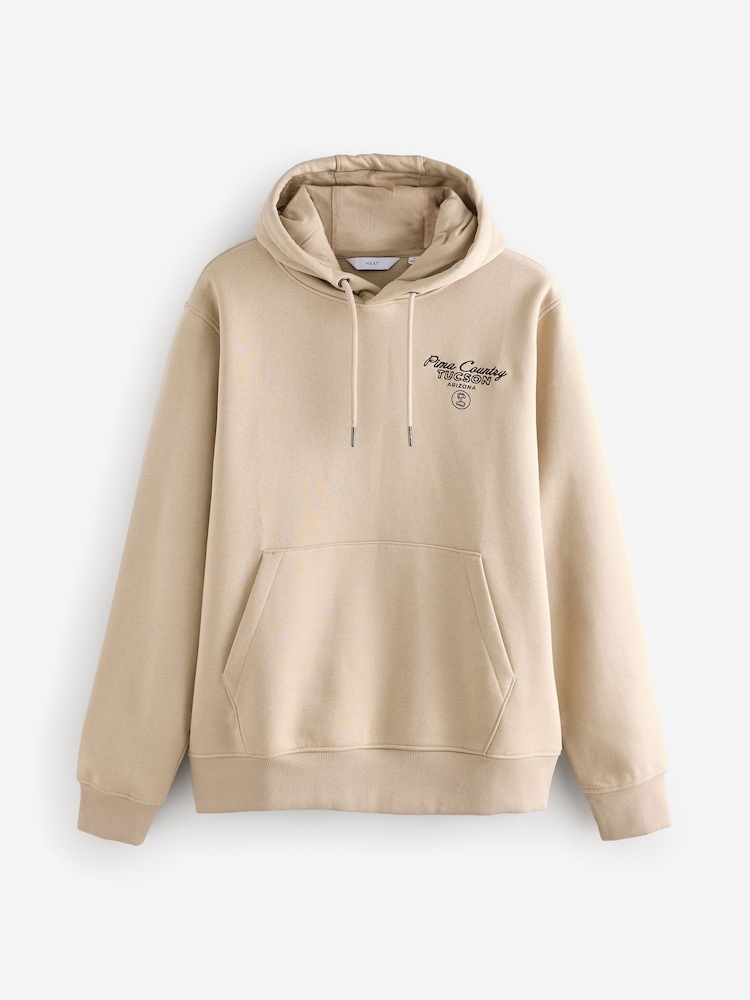 Neutral Cotton Rich Printed Graphic Hoodie - Image 7 of 9