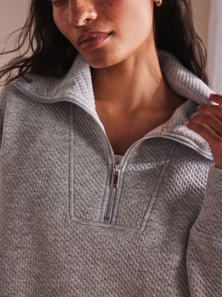Grey Textured Half Zip Jumper - Image 9 of 9 Grey Textured Half Zip Jumper - Image 9 of 9