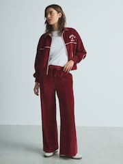 Burgundy Red Velour Full Zip 100% Cotton Jacket - Image 2 of 6
