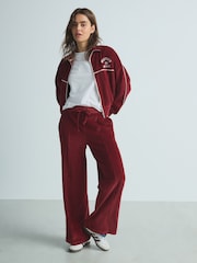 Burgundy Red Velour 100% Cotton Joggers - Image 3 of 9