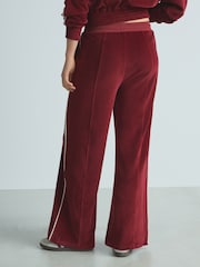 Burgundy Red Velour 100% Cotton Joggers - Image 5 of 9