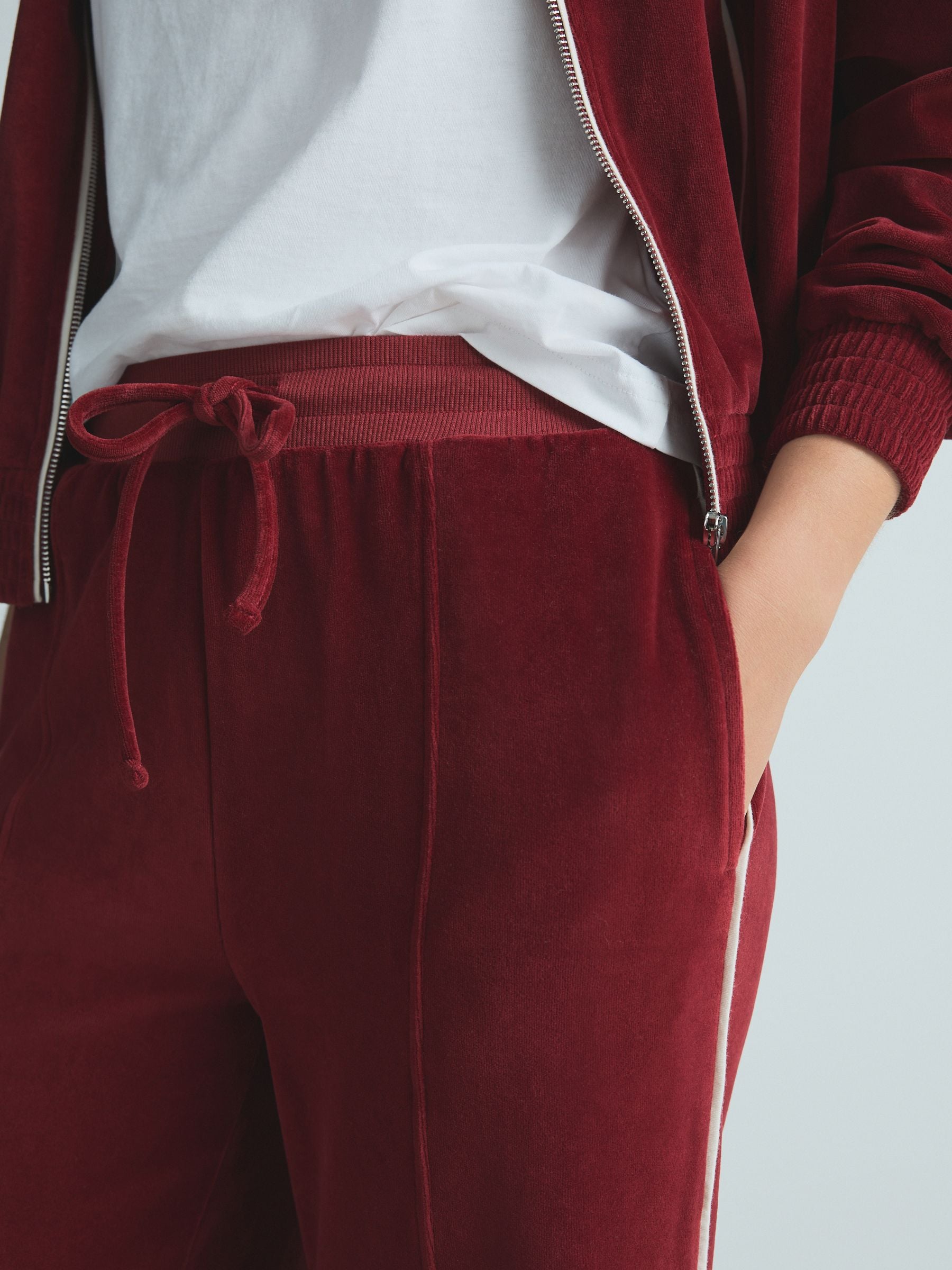 Buy Burgundy Red Velour 100% Cotton Joggers from Next Luxembourg
