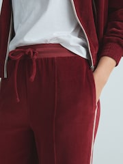 Burgundy Red Velour 100% Cotton Joggers - Image 6 of 9