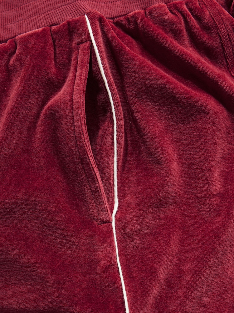 Burgundy Red Velour 100% Cotton Joggers - Image 9 of 9
