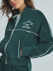 Green Velour Full Zip 100% Cotton Jacket - Image 6 of 6