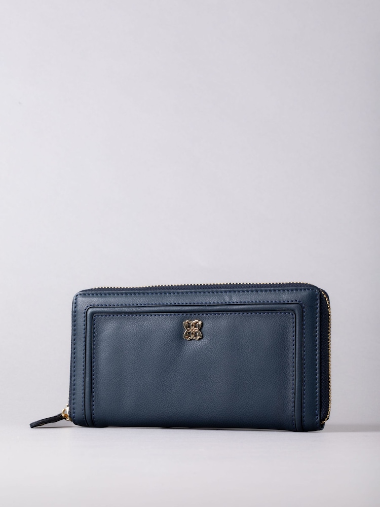 Lakeland Leather Blue Large Icon Leather Zip Purse - Image 1 of 4