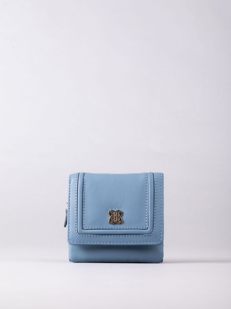 Lakeland Leather Light Blue Mini Icon Flapover Purse - Image 1 of 4