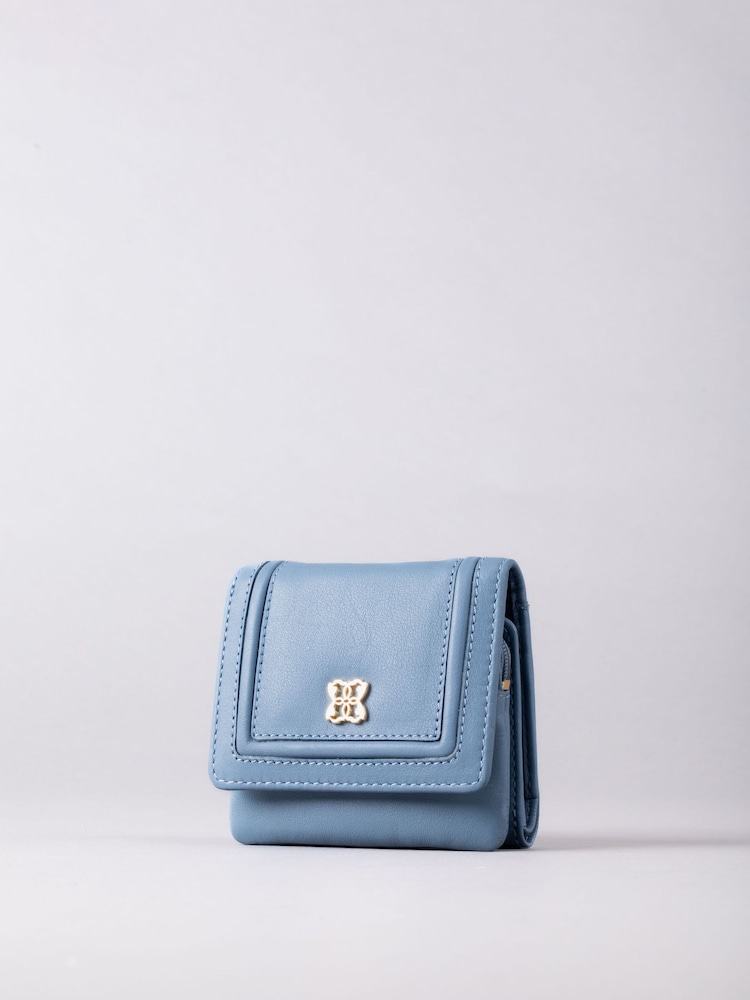 Lakeland Leather Light Blue Mini Icon Flapover Purse - Image 2 of 4