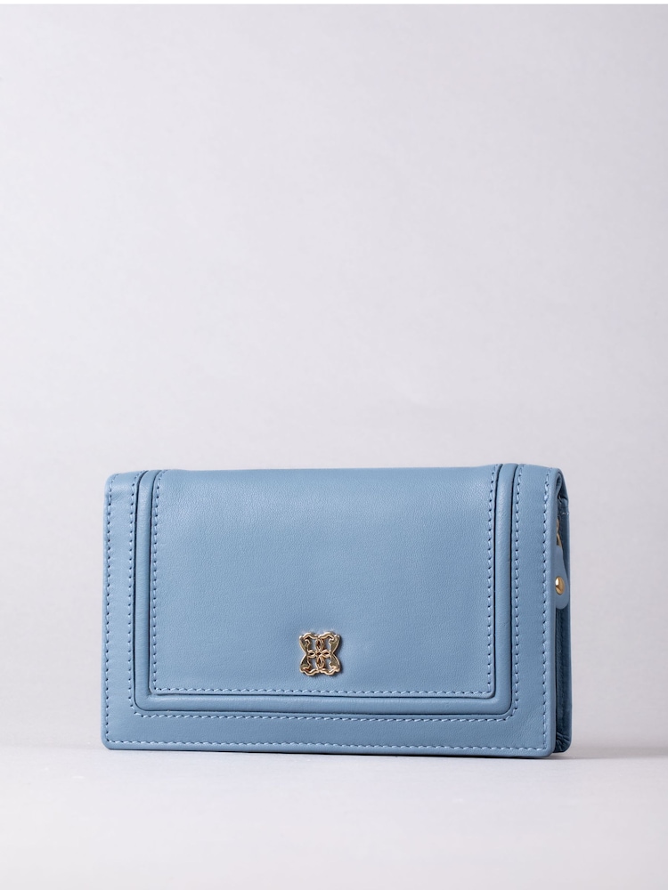 Lakeland Leather Blue Medium Icon Leather Flapover Purse - Image 1 of 4