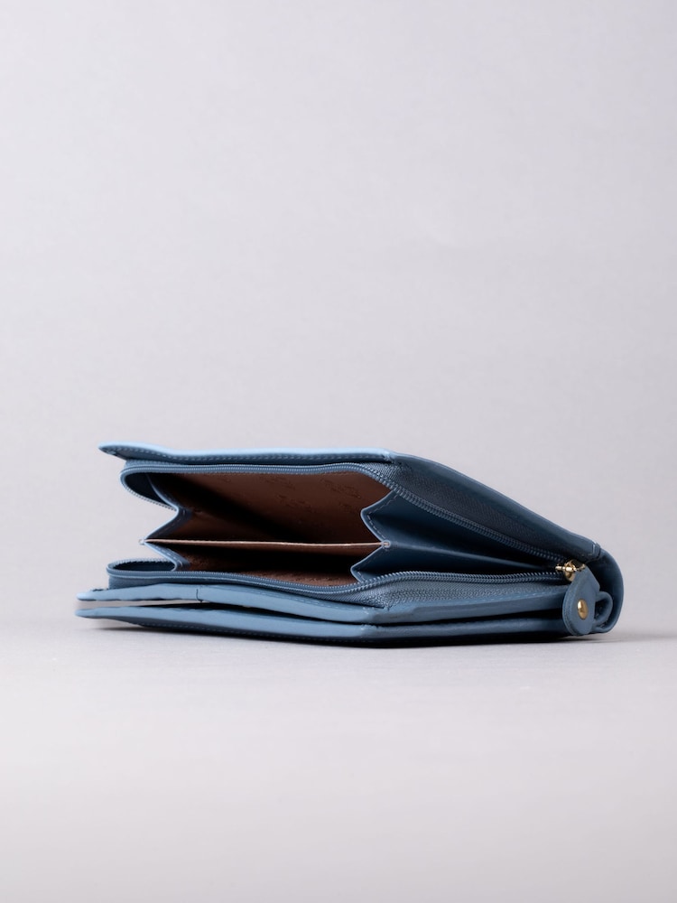 Lakeland Leather Blue Medium Icon Leather Flapover Purse - Image 4 of 4