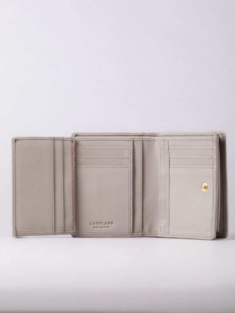 Lakeland Leather Grey Small Icon Leather Flapover Purse - Image 3 of 4