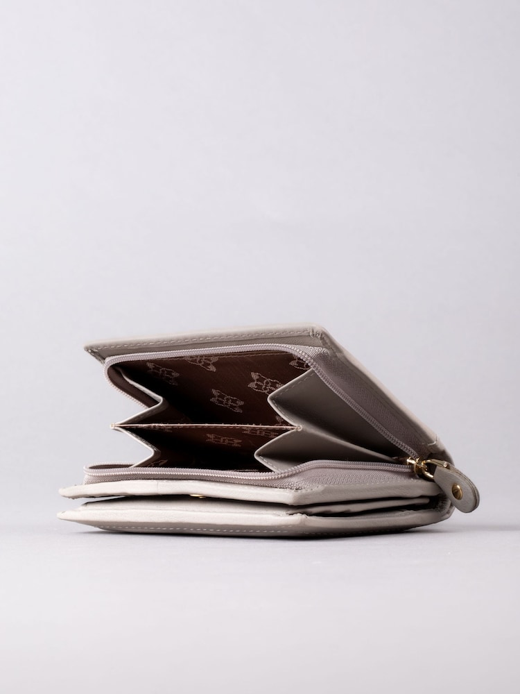 Lakeland Leather Grey Small Icon Leather Flapover Purse - Image 4 of 4