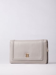 Lakeland Leather Grey Medium Icon Leather Flapover Purse - Image 1 of 4