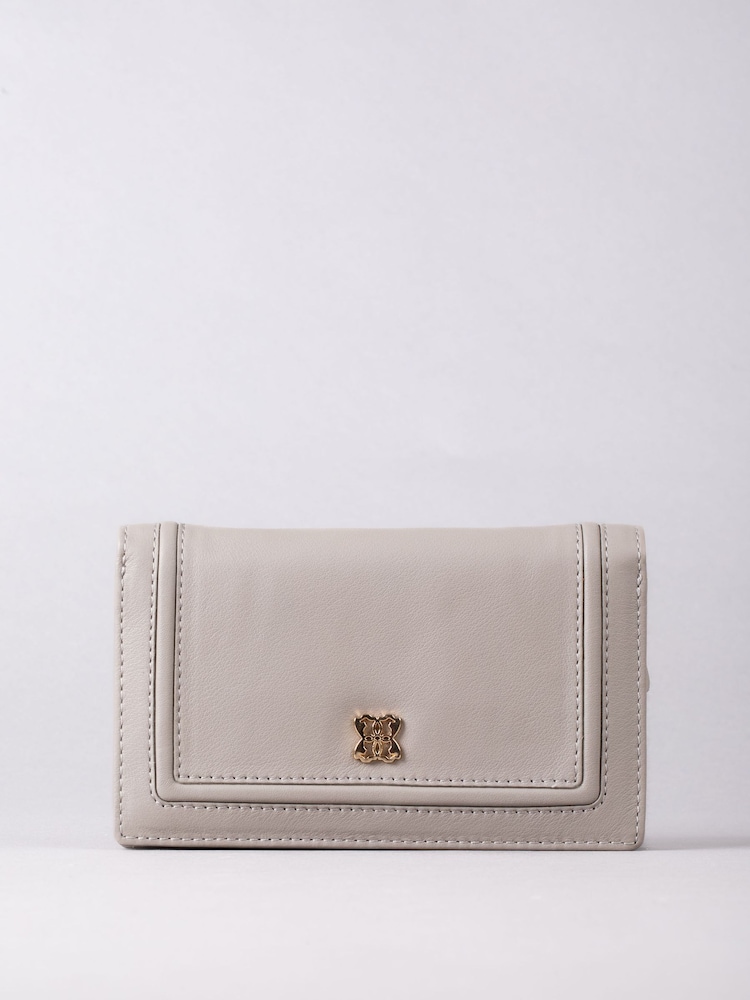 Lakeland Leather Grey Medium Icon Leather Flapover Purse - Image 2 of 4