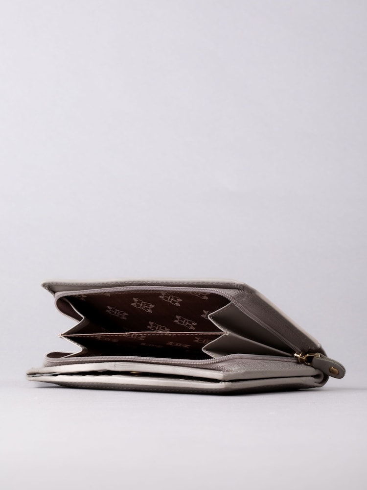 Lakeland Leather Grey Medium Icon Leather Flapover Purse - Image 4 of 4