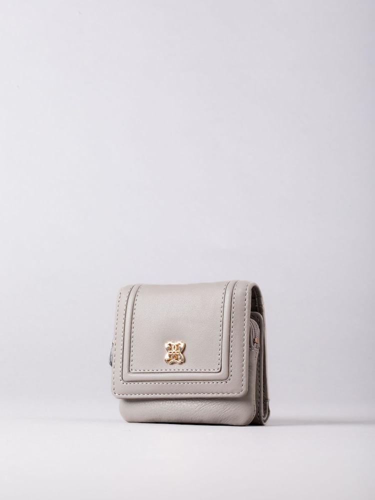 Lakeland Leather Grey Mini Icon Flapover Purse - Image 1 of 4