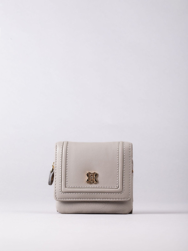 Lakeland Leather Grey Mini Icon Flapover Purse - Image 2 of 4