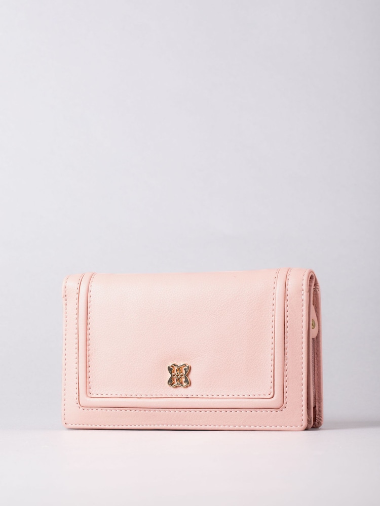 Lakeland Leather Pink Medium Icon Leather Flapover Purse - Image 1 of 4