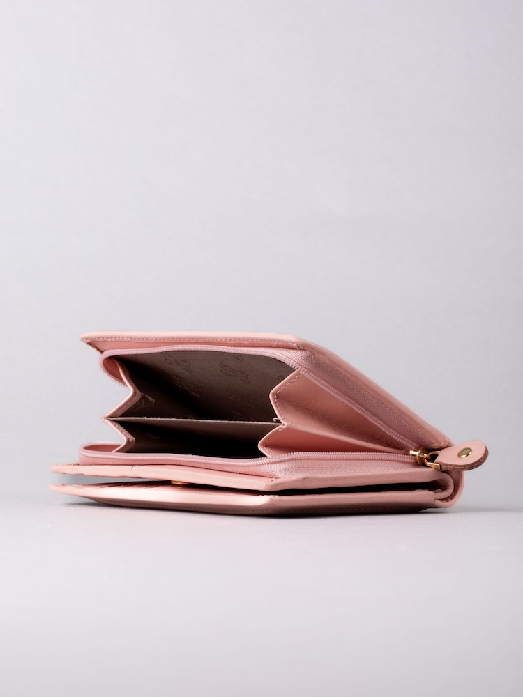 Lakeland Leather Pink Medium Icon Leather Flapover Purse - Image 4 of 4