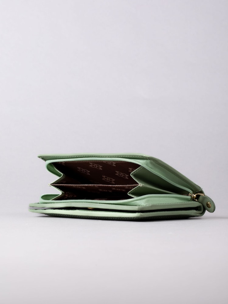 Lakeland Leather Green Medium Icon Leather Flapover Purse - Image 4 of 4