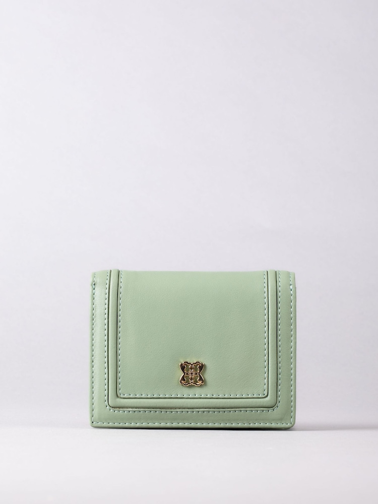 Lakeland Leather Green Small Icon Leather Flapover Purse - Image 2 of 4