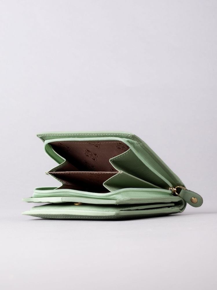 Lakeland Leather Green Small Icon Leather Flapover Purse - Image 4 of 4