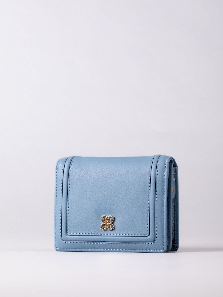 Lakeland Leather Light Blue Small Icon Leather Flapover Purse - Image 1 of 4