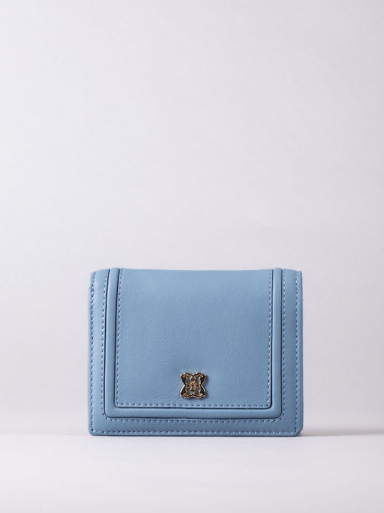 Lakeland Leather Light Blue Small Icon Leather Flapover Purse - Image 2 of 4