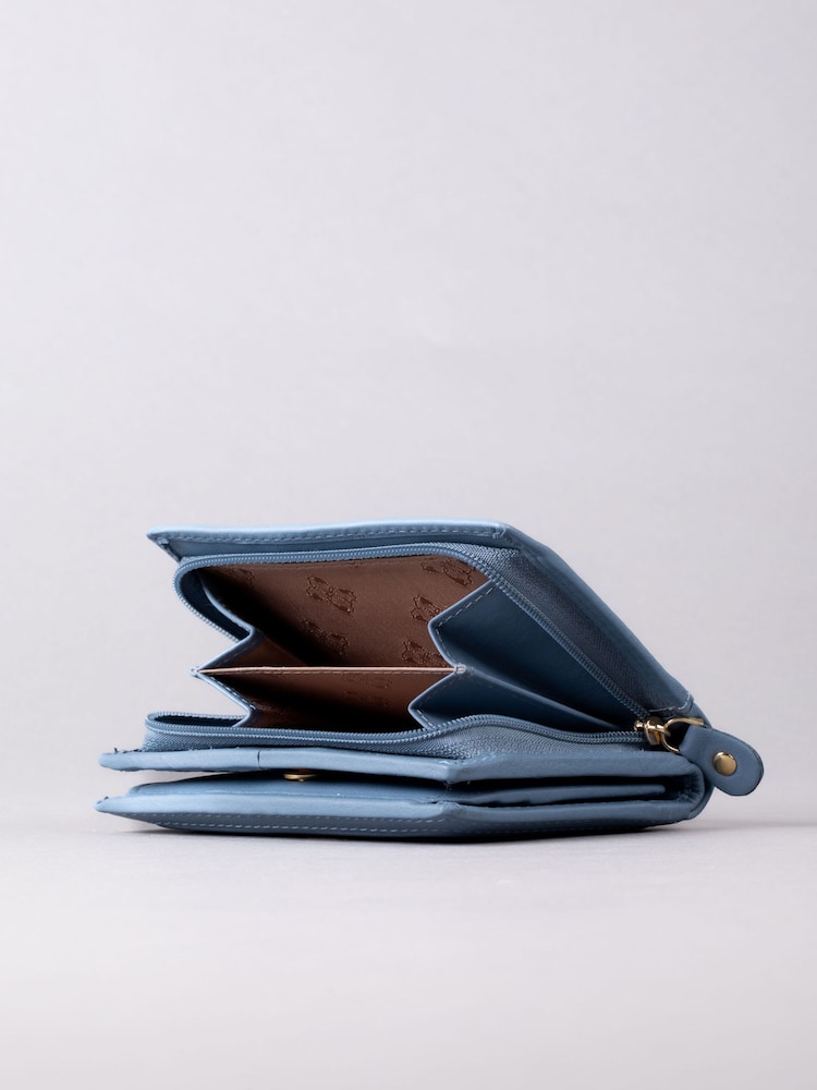 Lakeland Leather Light Blue Small Icon Leather Flapover Purse - Image 4 of 4