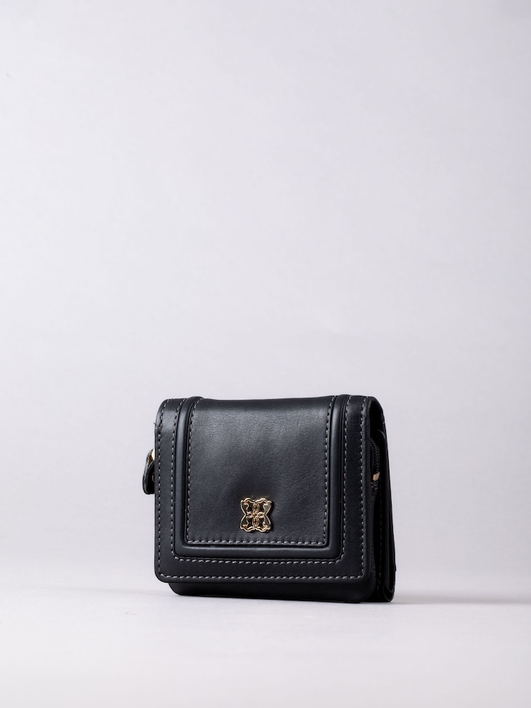 Lakeland Leather Black Mini Icon Flapover Purse - Image 1 of 4
