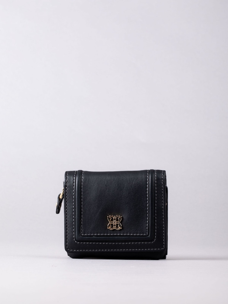 Lakeland Leather Black Mini Icon Flapover Purse - Image 2 of 4