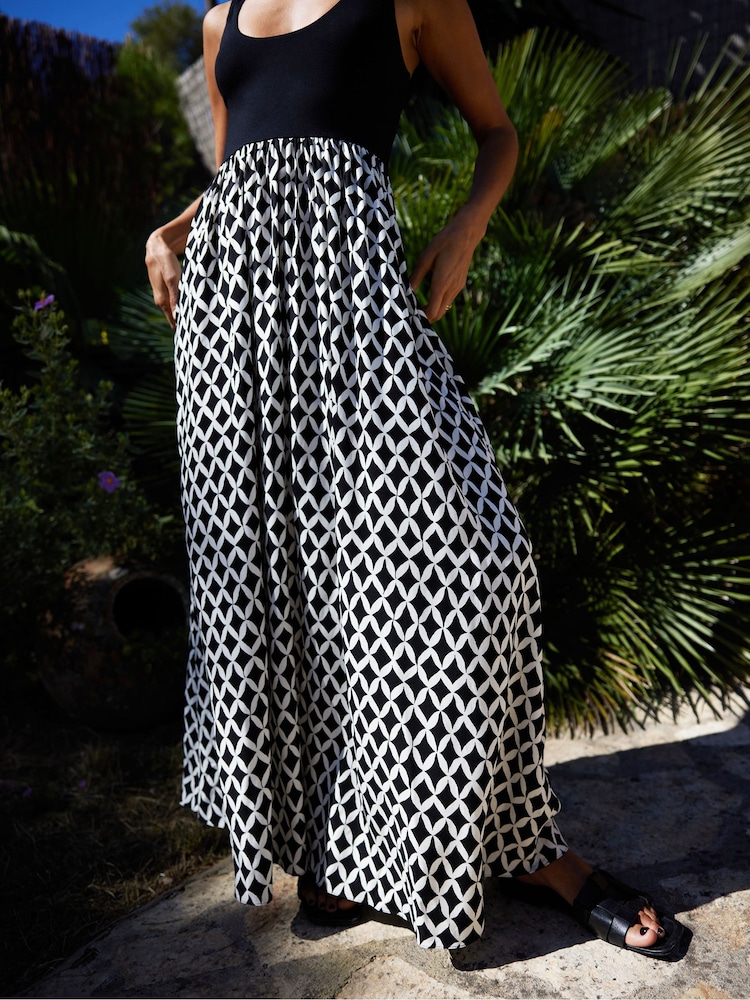 Ro&Zo Black Petite Geo Print Skirt Maxi Dress - Image 1 of 5