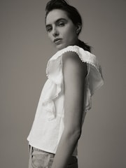 Laura Ashley White Ruffle Frill Top - Image 5 of 9