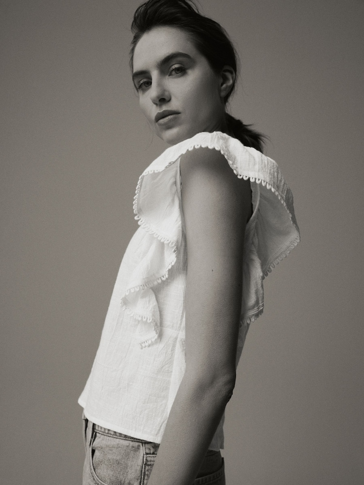 Laura Ashley White Ruffle Frill Top - Image 5 of 9