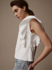 Laura Ashley White Ruffle Frill Top - Image 7 of 9