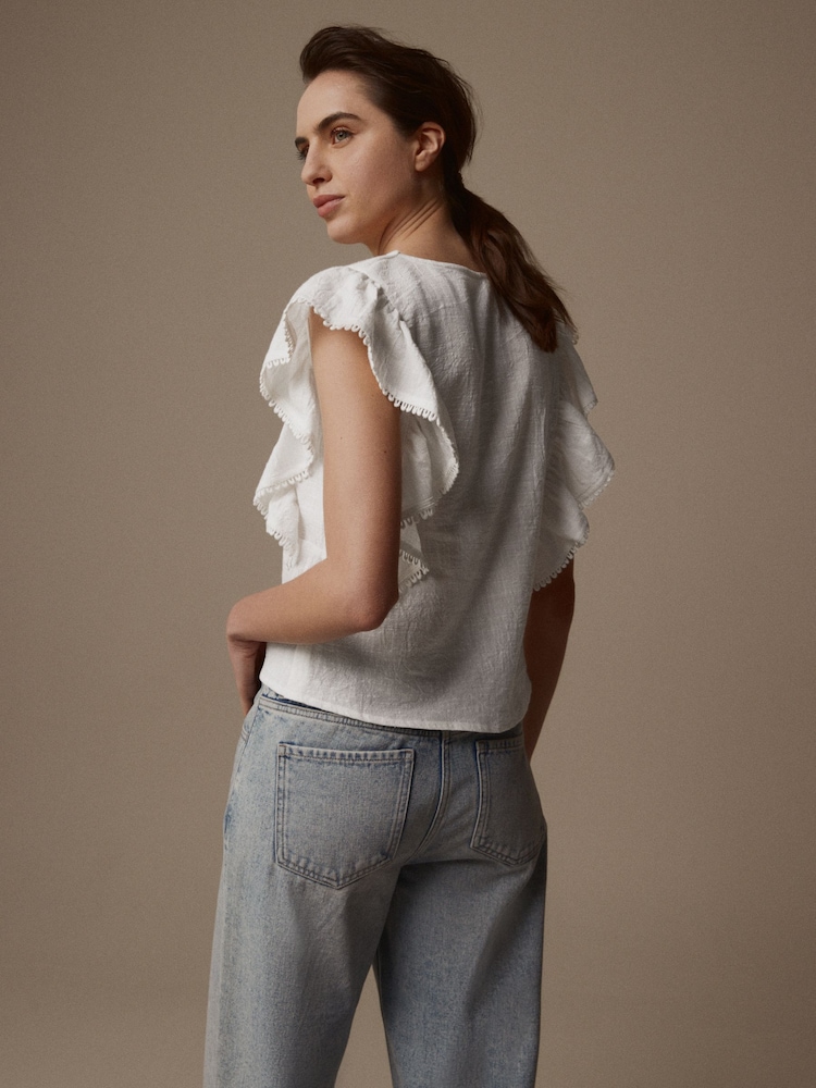 Laura Ashley White Ruffle Frill Top - Image 8 of 9