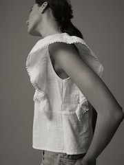 Laura Ashley White Ruffle Frill Top - Image 9 of 9