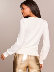 Lipsy Reindeer Christmas Slogan Crew Neck Knitted Jumper - Image 4 of 4