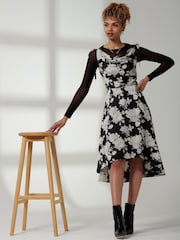 Jolie Moi Black Spaghetti Strap Frill Hem Midi Dress - Image 5 of 6