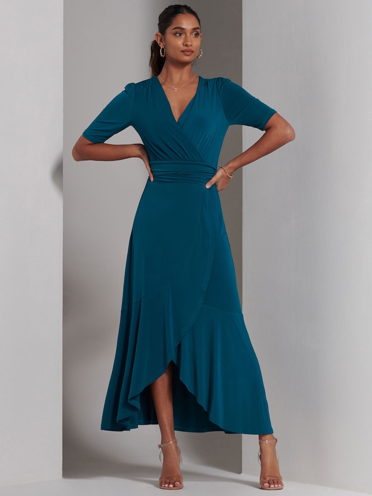 Jolie Moi Blue Olana Jersey Frill Hem Maxi Dress - Image 1 of 6