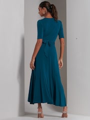 Jolie Moi Blue Olana Jersey Frill Hem Maxi Dress - Image 2 of 6