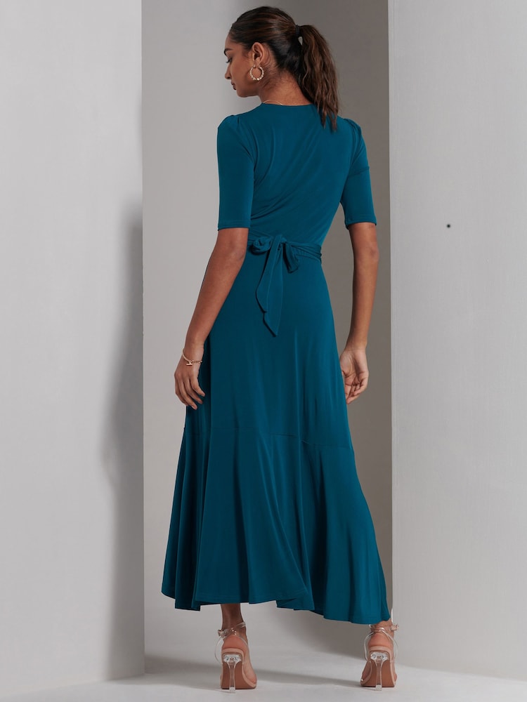 Jolie Moi Blue Olana Jersey Frill Hem Maxi Dress - Image 2 of 6 Jolie Moi Blue Olana Jersey Frill Hem Maxi Dress - Image 2 of 6