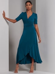 Jolie Moi Blue Olana Jersey Frill Hem Maxi Dress - Image 4 of 6