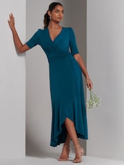 Jolie Moi Blue Olana Jersey Frill Hem Maxi Dress - Image 5 of 6
