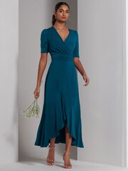 Jolie Moi Blue Olana Jersey Frill Hem Maxi Dress - Image 6 of 6