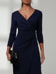 Jolie Moi Blue Violetta 3/4 Sleeve Bodycon Dress - Image 3 of 6