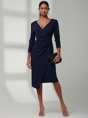 Jolie Moi Blue Violetta 3/4 Sleeve Bodycon Dress - Image 4 of 6