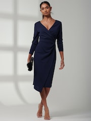 Jolie Moi Blue Violetta 3/4 Sleeve Bodycon Dress - Image 5 of 6