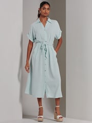 Jolie Moi Blue Jessie Linen Shirt Midi Dress - Image 5 of 6
