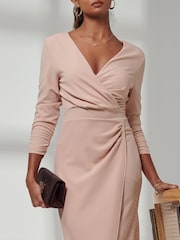 Jolie Moi Pink Violetta 3/4 Sleeve Bodycon Dress - Image 3 of 6